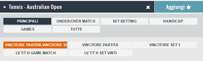 Tennis betting schedule Snai Snai tennis odds
